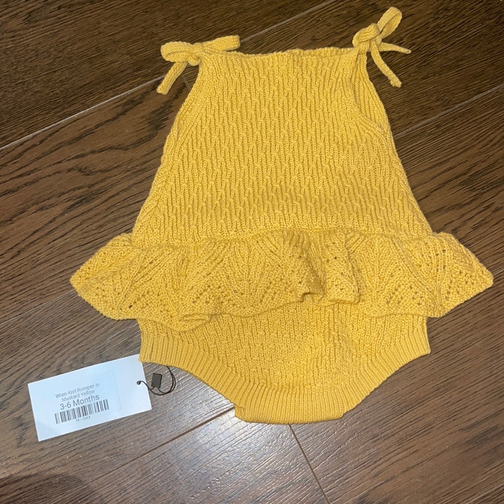 3-6 months Mustard Yellow knit romper